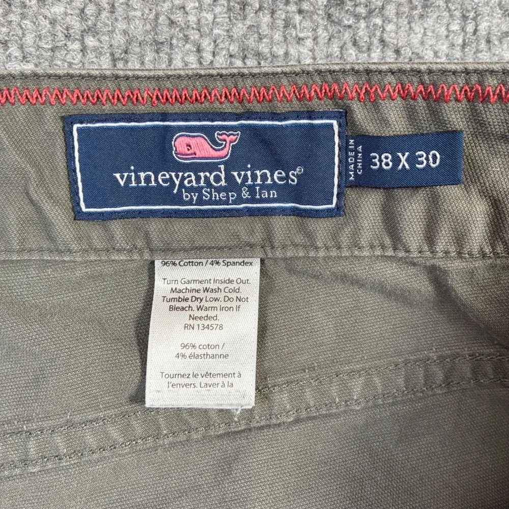 Vineyard‎ Vines Canvas Pants Mens 38x30 Olive Green Stretch Straight Leg
